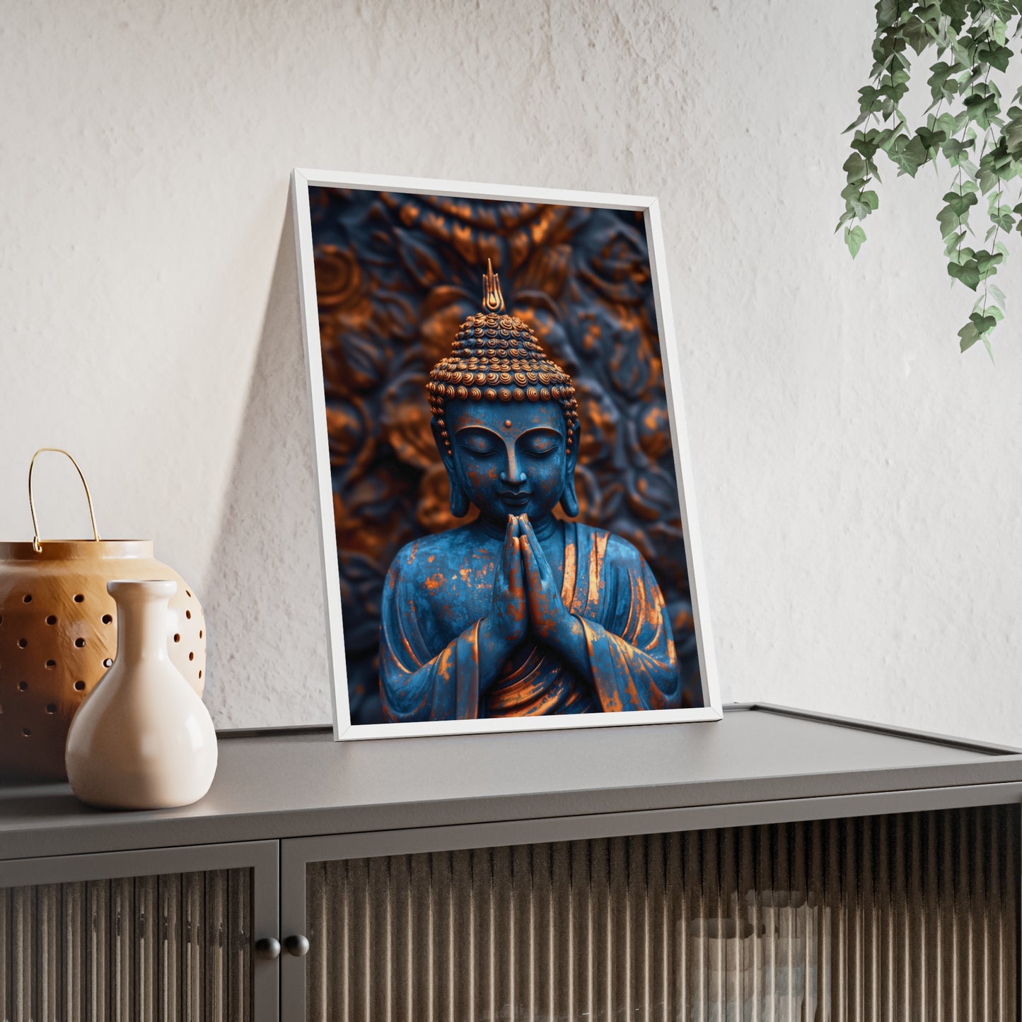 Posters with Wooden Frame - The Graceful Bronze Buddha