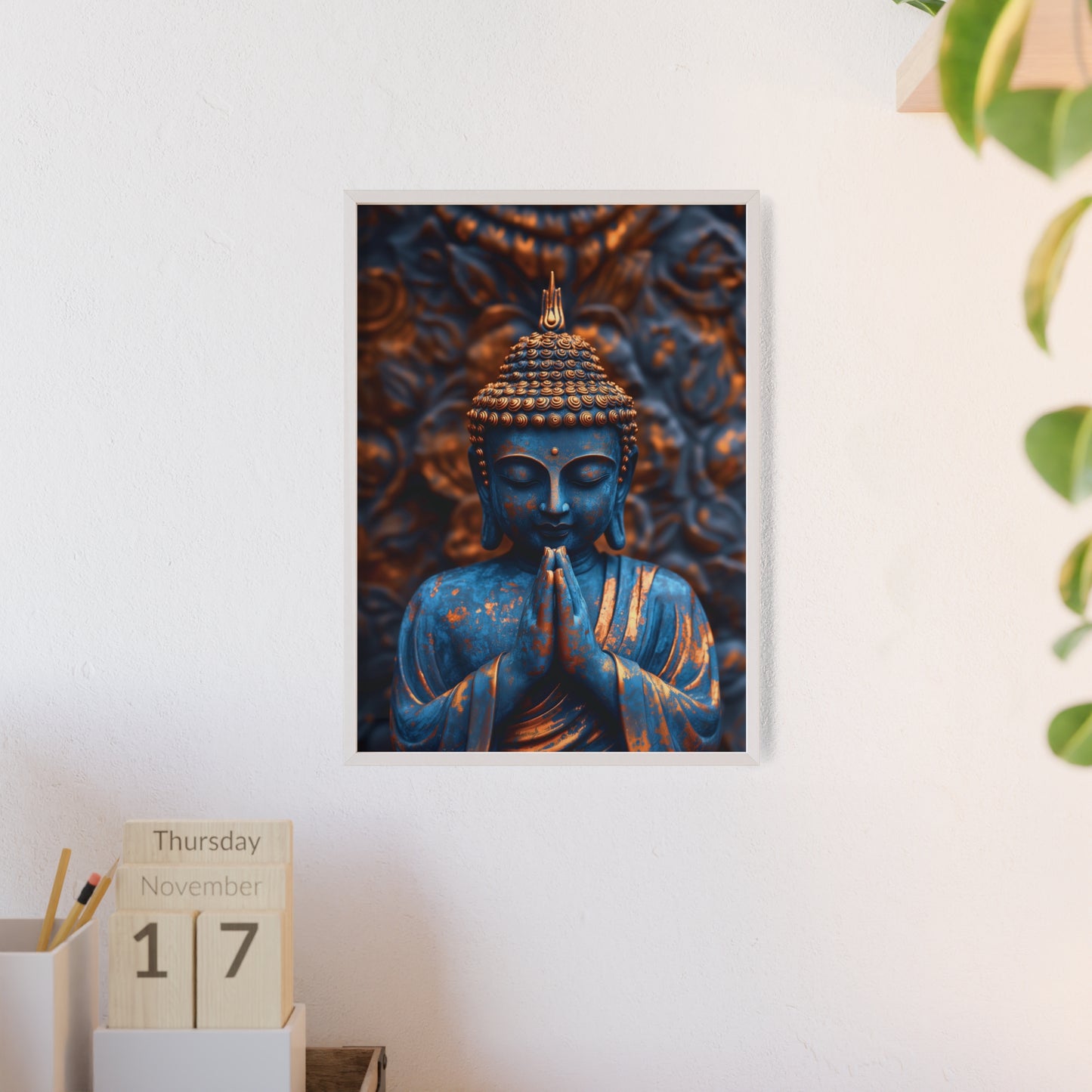 Posters with Wooden Frame - The Graceful Bronze Buddha