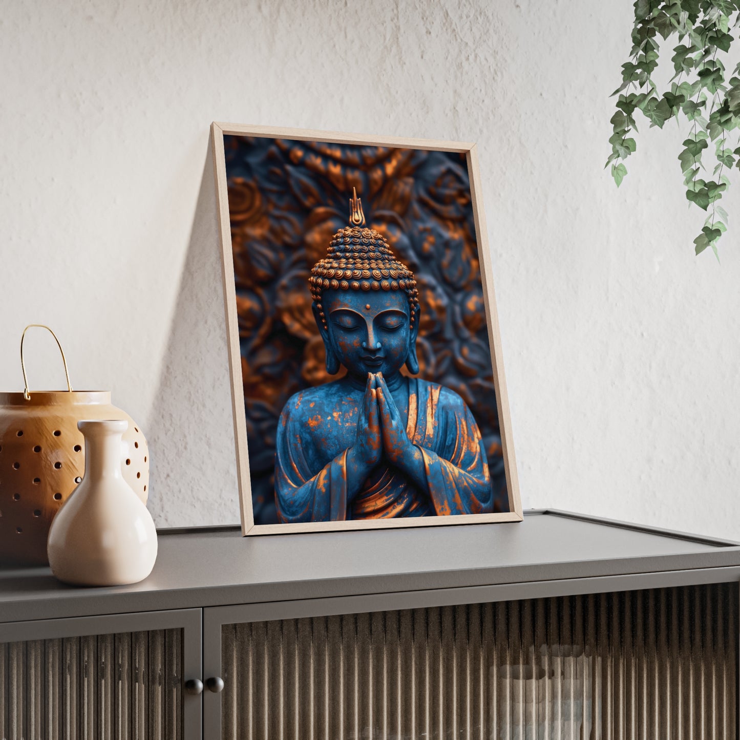 Posters with Wooden Frame - The Graceful Bronze Buddha