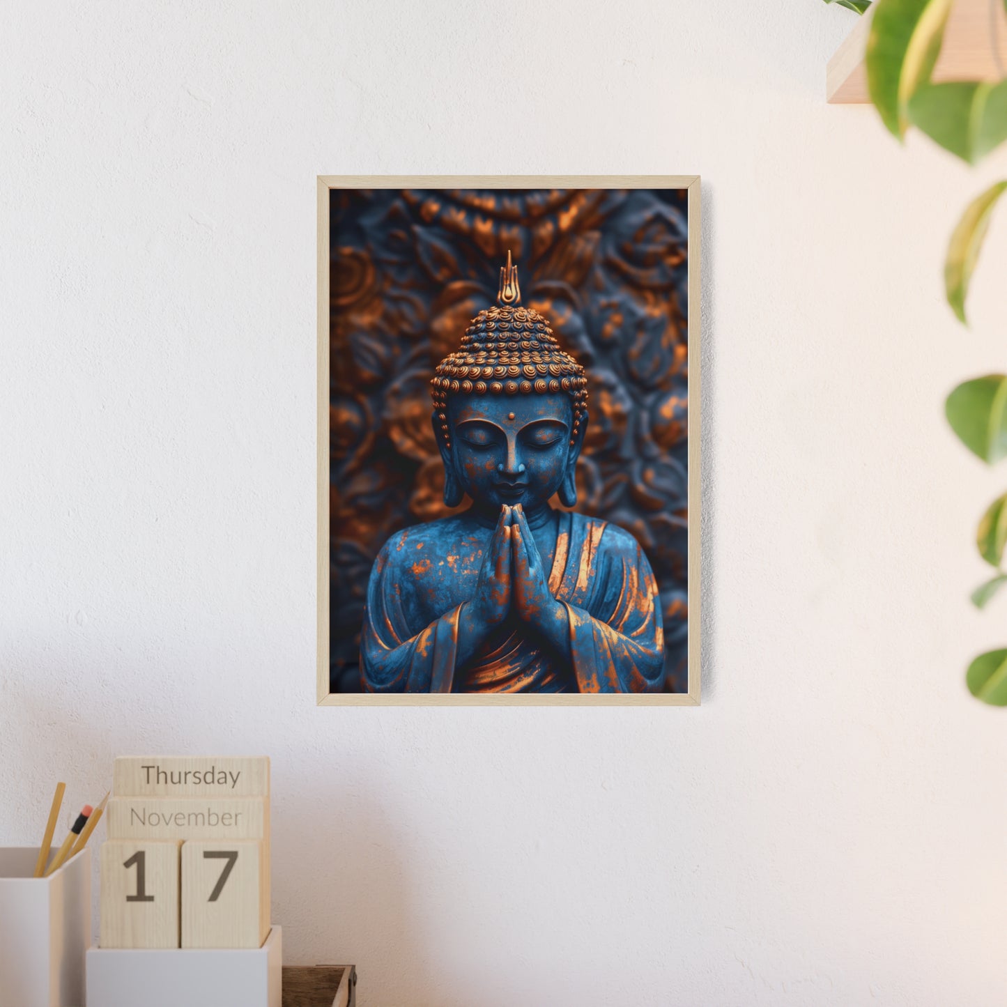 Posters with Wooden Frame - The Graceful Bronze Buddha