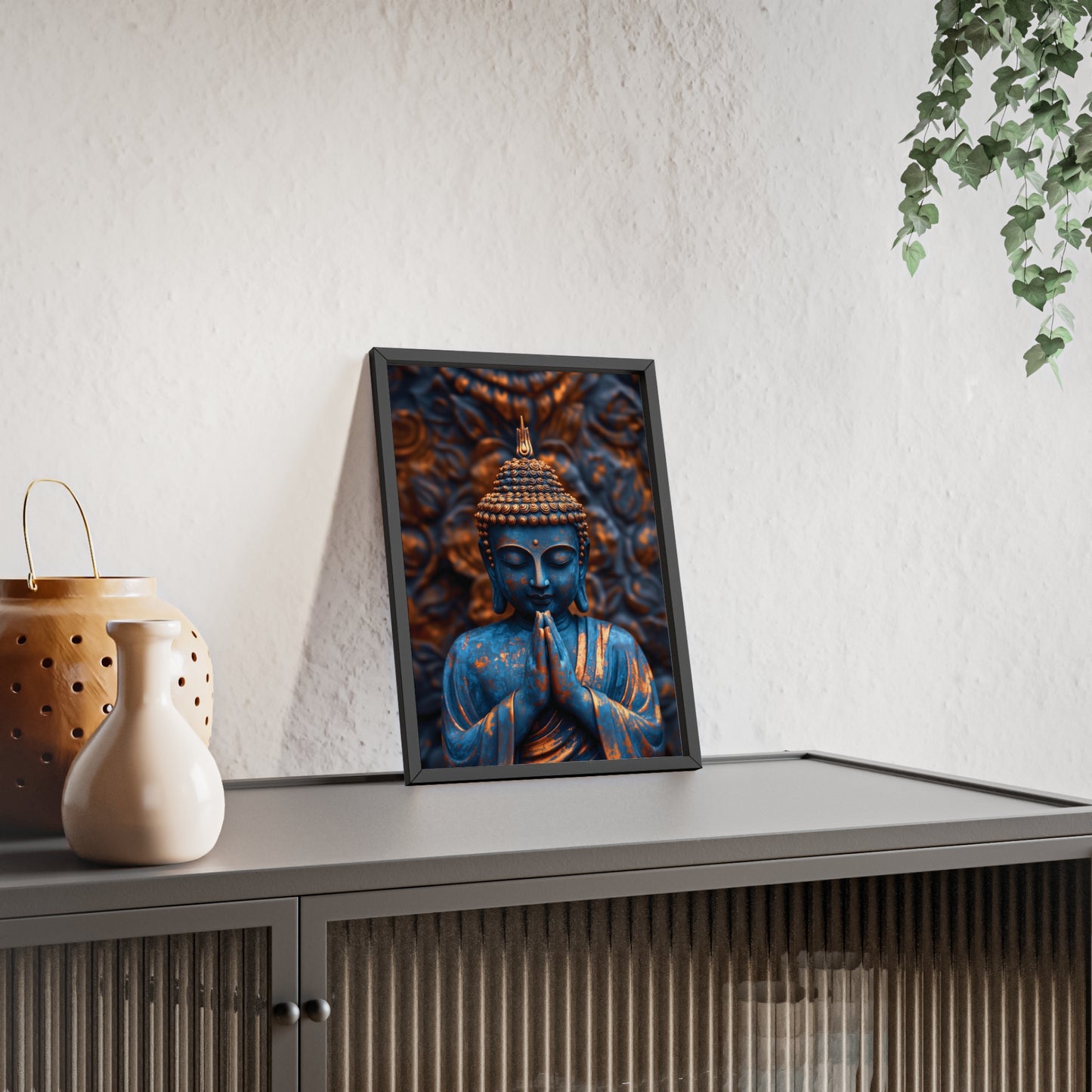 Posters with Wooden Frame - The Graceful Bronze Buddha