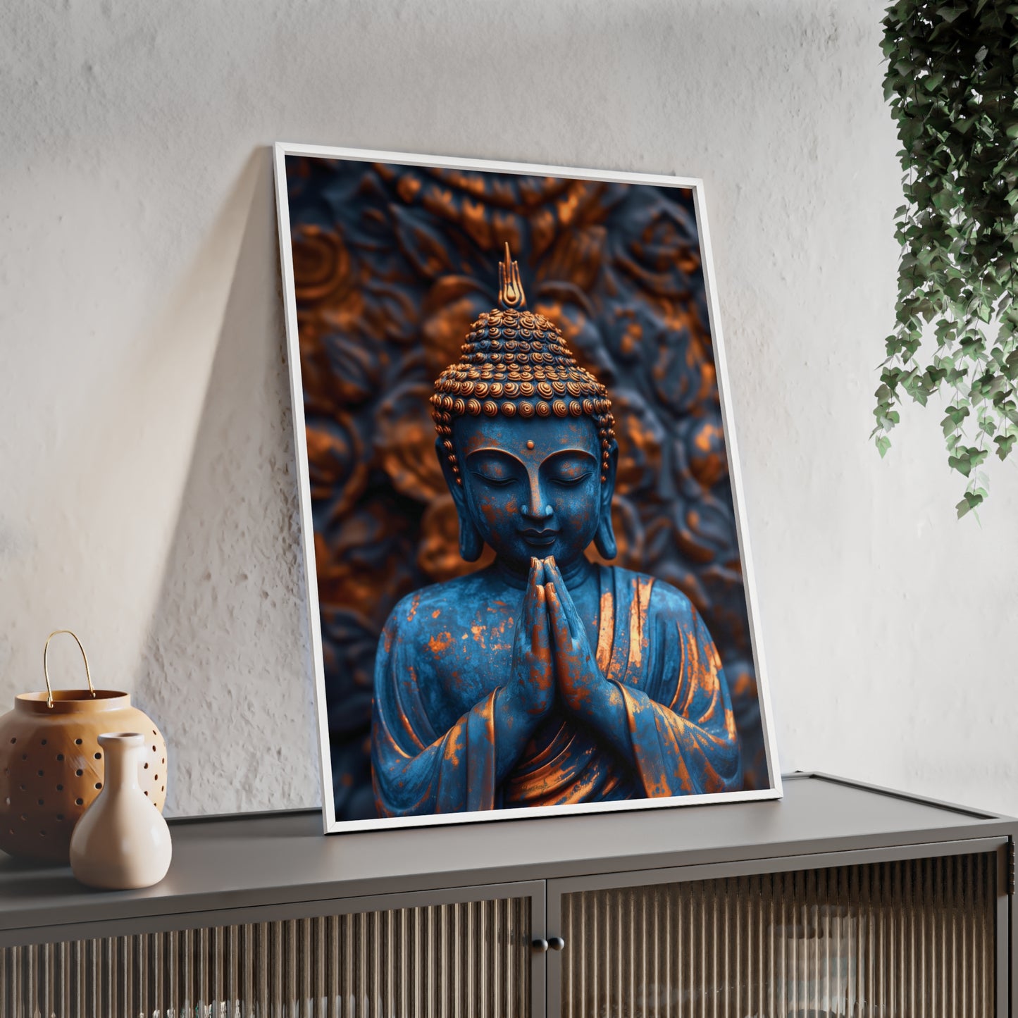 Posters with Wooden Frame - The Graceful Bronze Buddha