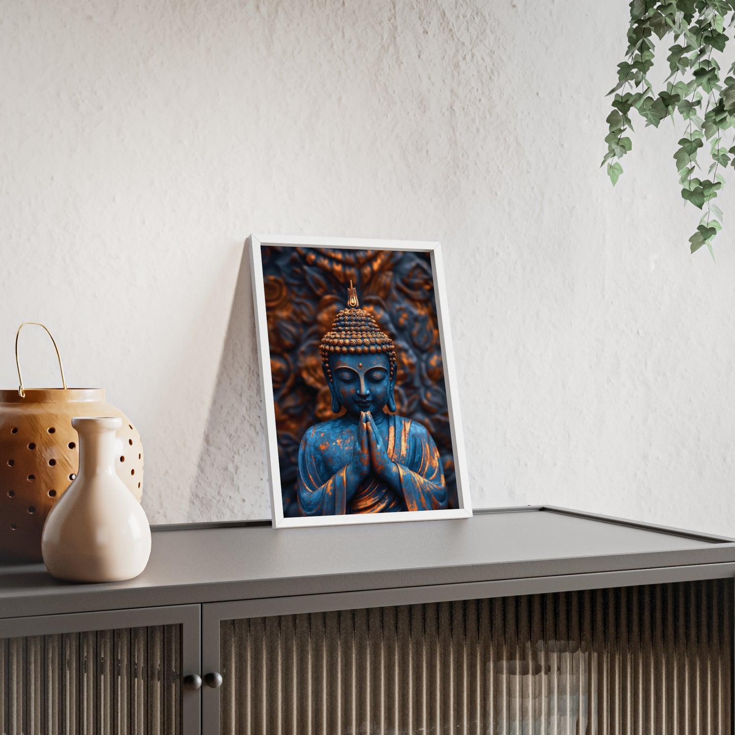 Posters with Wooden Frame - The Graceful Bronze Buddha