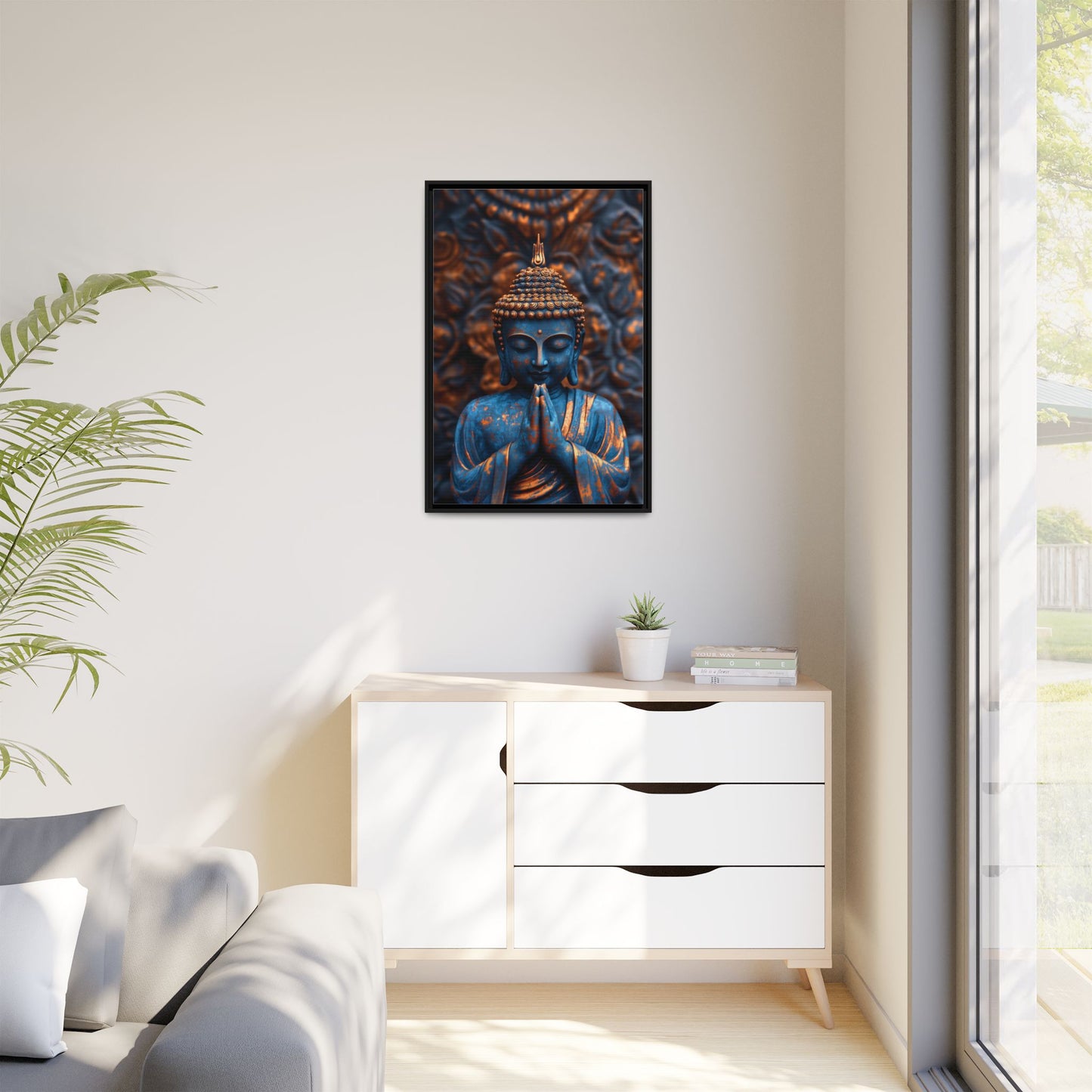 Matte Canvas, Framed - The Graceful Bronze Buddha